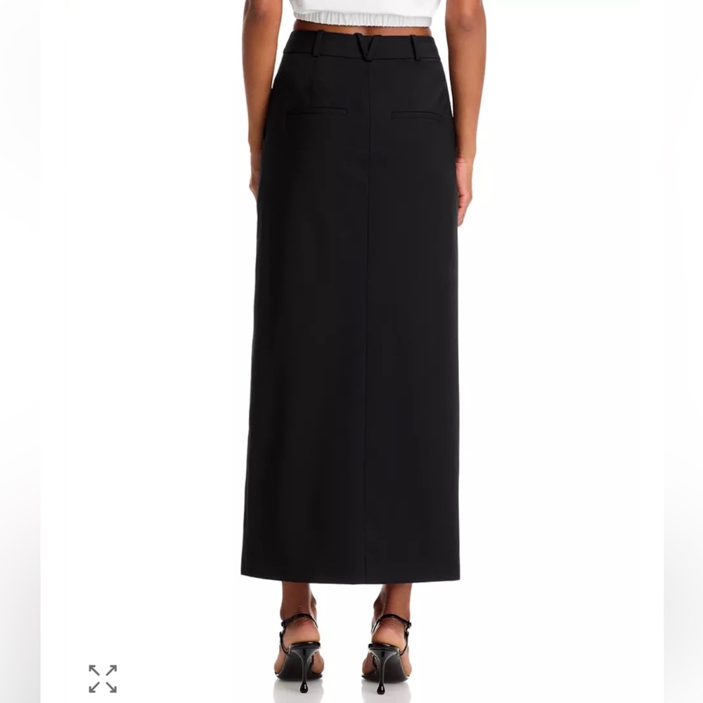 Veronica Beard Maxine Black Wool Blend Front Slit-20” Midi Minimalist Skirt - Picture 8 of 16
